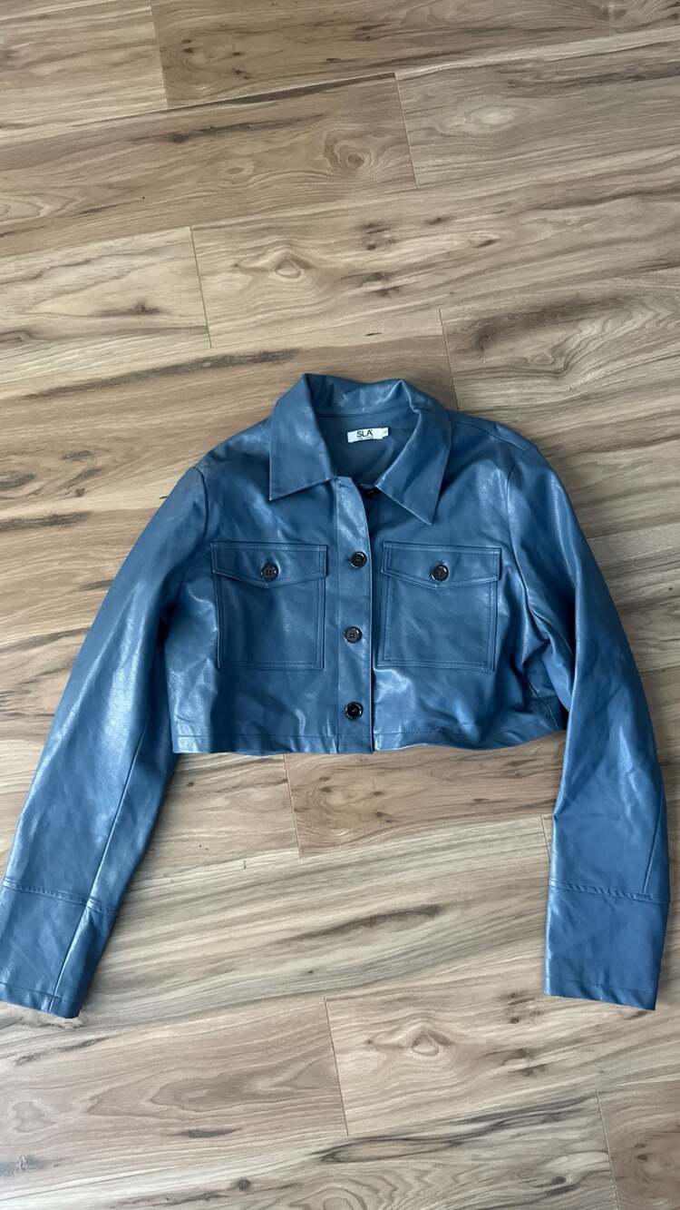 SLA The Label Crop Leather Jacket Size S